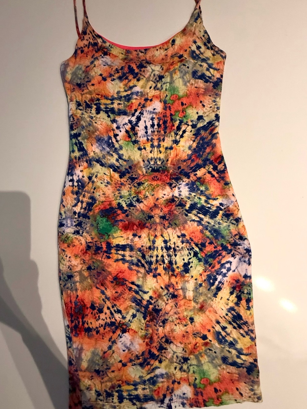 One By One Tie Dye Bodycon Mini Dress Neon Pink Festival Club Y2K Psychedelic
